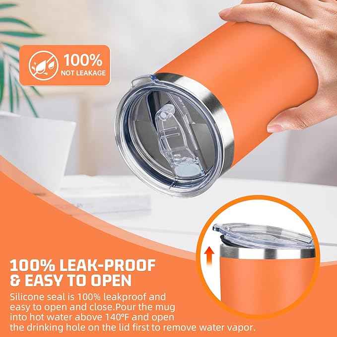 20 oz Tumbler with Lids and Straws, Stainless Steel Insulated Travel Coffee Mug, Double Wall Vacuum Insulated Tumblers, Powder Coated Coffee Tumbler for Cold & Hot Drinks (Mix Color-7)