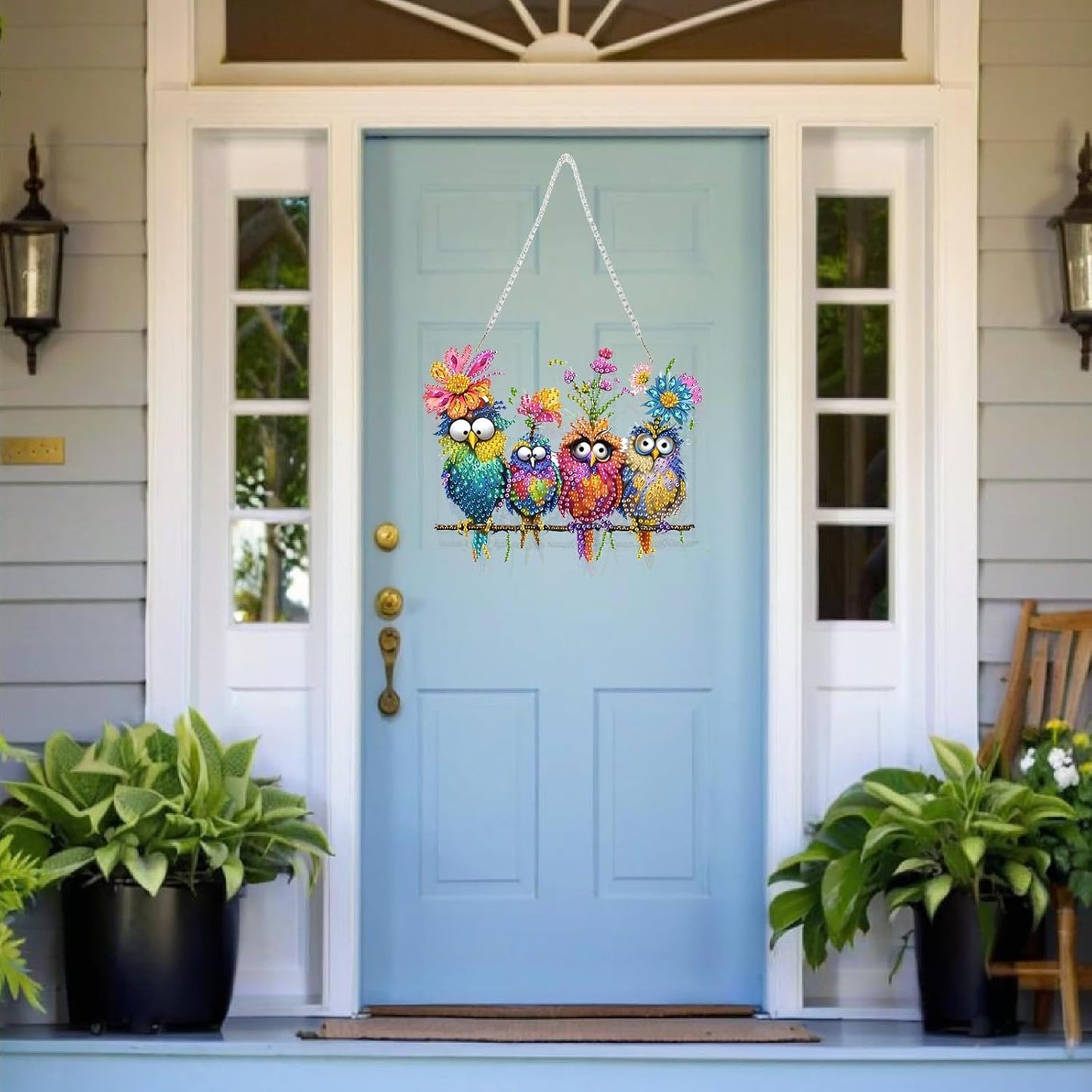 Diamond Art Kit for Adult, 5D Diamond Art Painting Window Pendants Home Garden Wall Hanging Kits Hanging Ornament, DIY Acrylic Double Sided Ornaments (Bird)