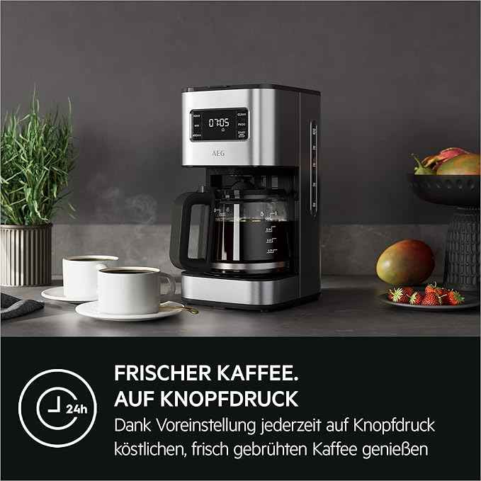 AEG Coffee machine CM5-1-6ST Deli 5/1.25 l/programmable timer/keep warm function/safety shutdown/water level indicator/ideal dosing quantity/anti-drip function /