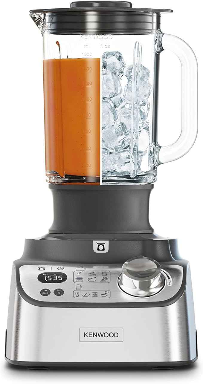 Kenwood MultiPro XL Weigh+ FDM72.990SS Compact Food Processor with Integrated Scale and Timer, 3 Litre Working Container, Variable Speed, XL Filling Tray, 1000 W, Silver