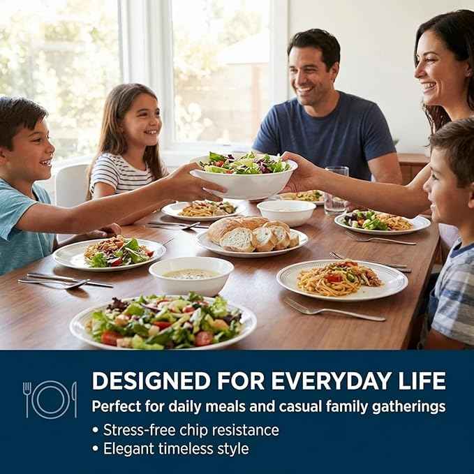 Corelle Vitrelle 18-Piece Service for 6 Dinnerware Set Triple Layer Glass and Chip Resistant, Lightweight Round Plates and Bowls Set, Mystic Gray