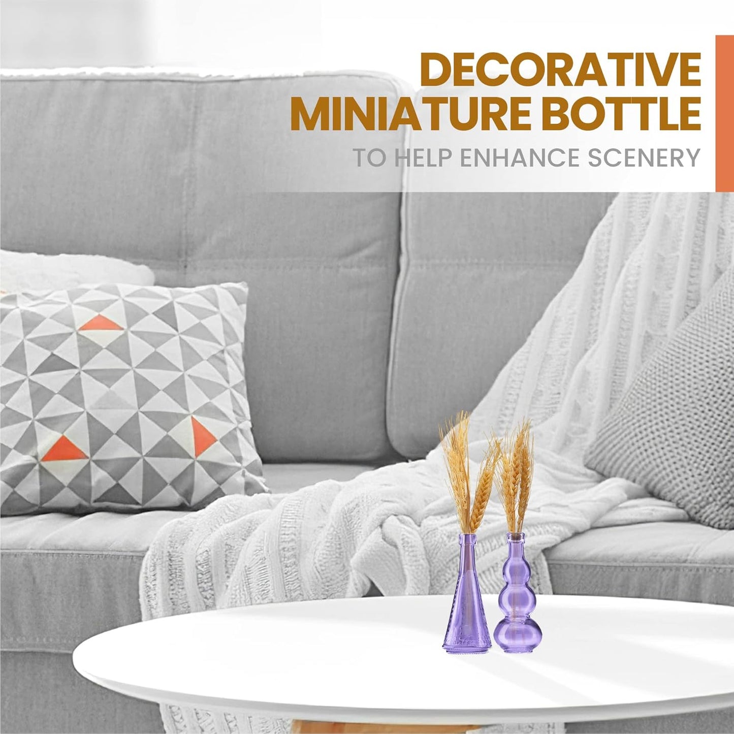 Small Mini Purple Vintage Glass Bottles with Corks, Mini Vases, Decorative Glass Bottle, Potion Bottles, Assorted Design Set of 12 pcs, 4.6 Inch Tall (11.43cm), 1.4 Inch Wide (3.56cm)