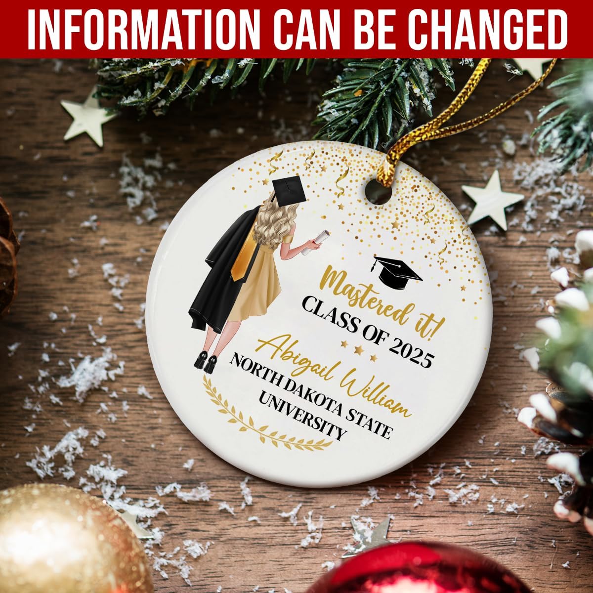 Personalized Graduation Ornament Class of 2024 Graduate Christmas Ceramic Ornaments Graduation Keepsake Gifts Xmas Tree Decorations