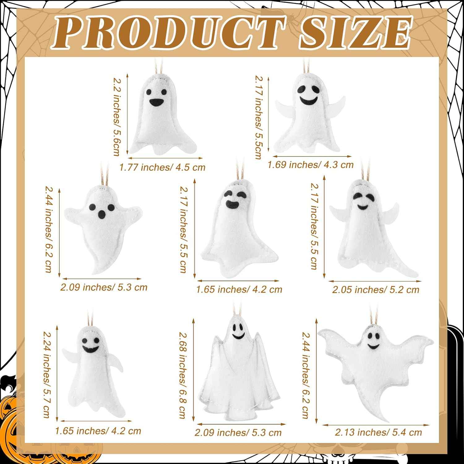 Vercraft 24 Pcs Ghost Hanging Ornaments Felt Christmas Tree Ornaments Decoration White Ghost Decoration for Small Christmas Tree Party Decor Home Favors Supplies