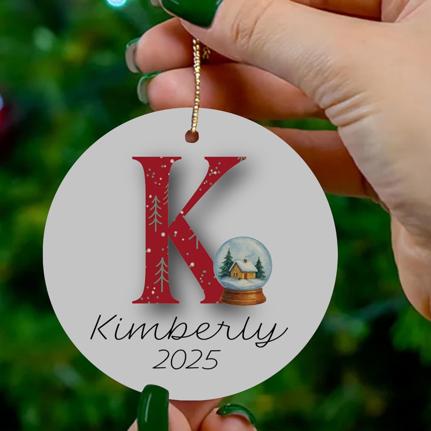 Personalized Christmas Ornament 2025 – Custom Initial Ceramic Ornament with Name and Year – Family Keepsake Monogram Holiday Decoration Gift