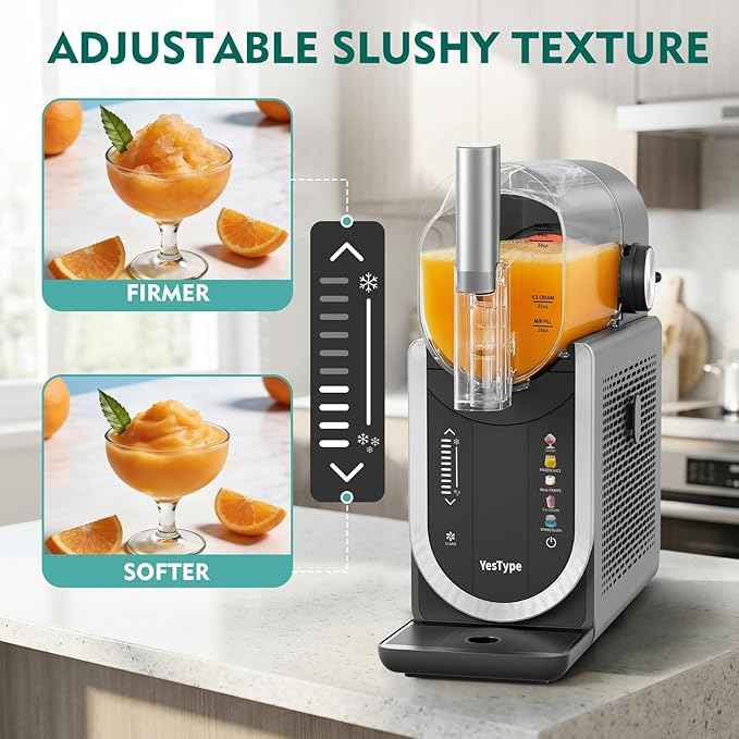Slushie Machine No Ice Needed, Margarita Machine & Slushy Machine for Home, 5 Preset, Rapid Freezing, Self-Cleaning, 66oz Slushie Maker for Frappes, Spiked Slush, Ice Cream and More, Grey
