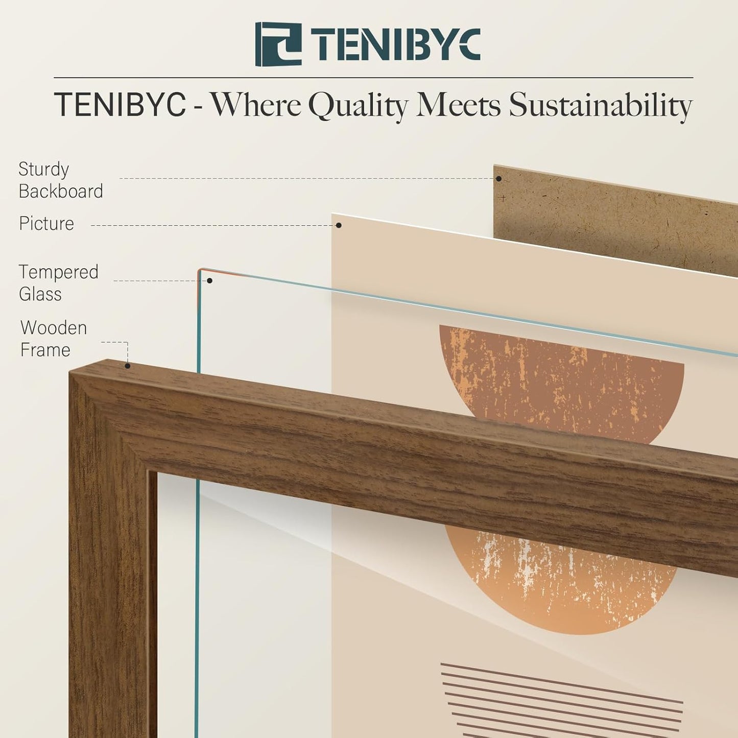 5x7 Picture Frame 3 Pack - Brown Woodgrain, Wood Photo Frame, HD Tempered Glass, Table Display or Wall Hanging