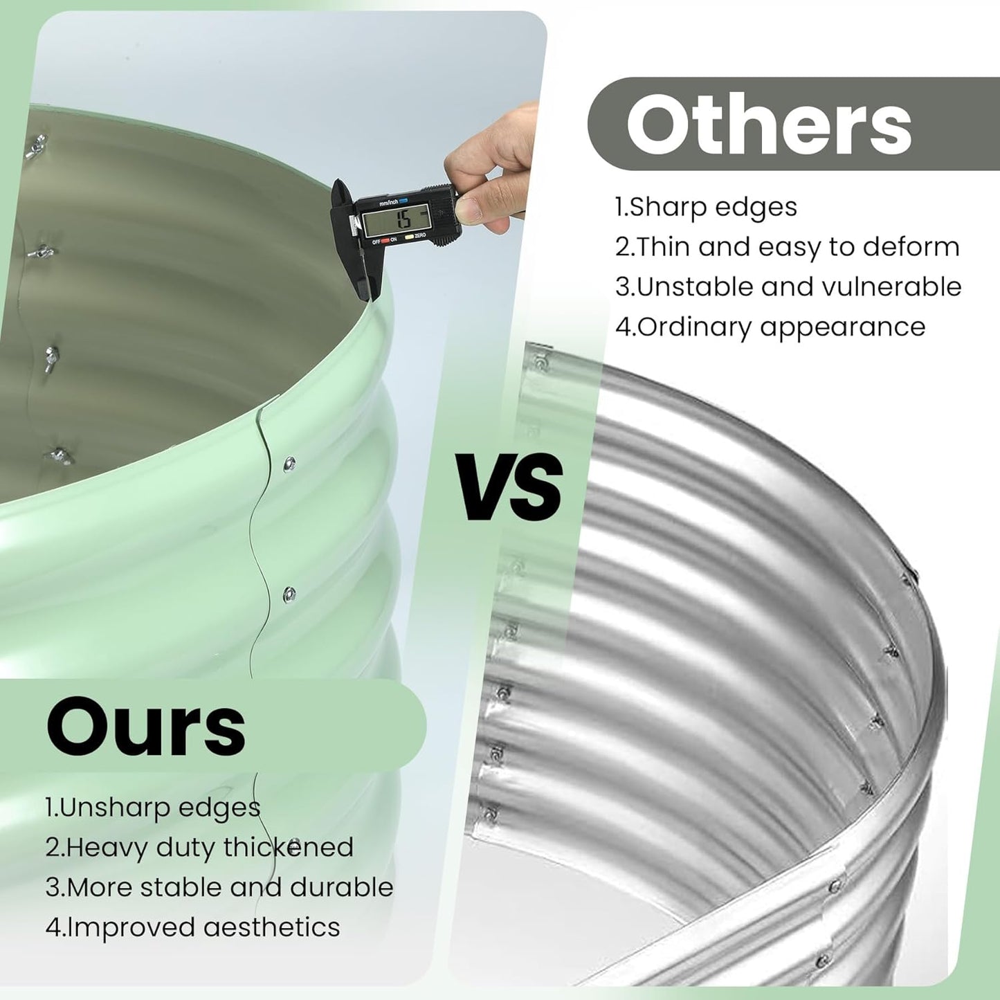 2 Pcs 6x3x2ft Oval Raised Garden Bed, Galvanized Raised Beds,Open-Ended Base Metal Raised Planter Beds,Garden Bed Outdoor,Planter Raised Boxes for Vegetables, Flowers,Tool-Free Asse,Green