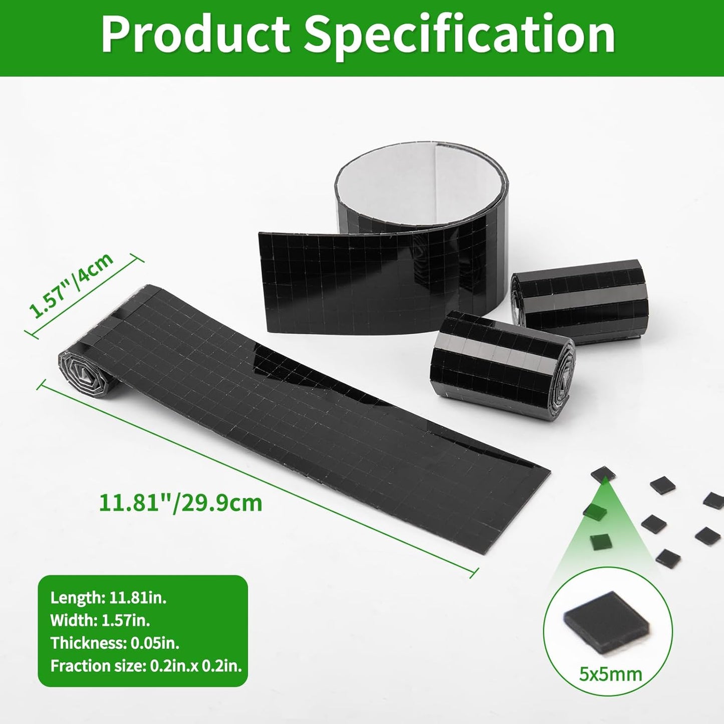 LONGKING 3776 Pieces Self-Adhesive Mirror Tiles, Square Mirror Stickers Mosaic Tiles, Glass DIY Craft Decoration, Disco Ball Tiles(Black)