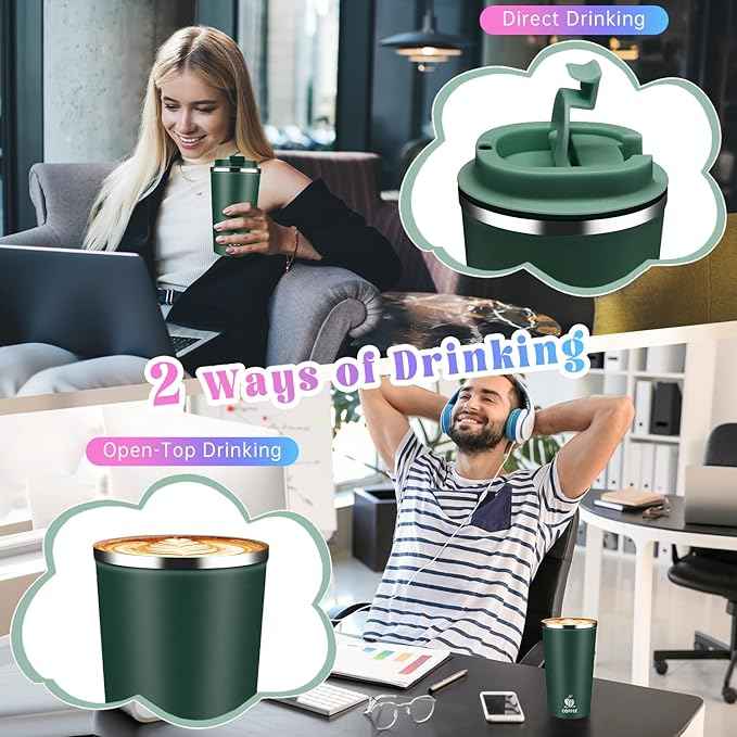 17oz Insulated Travel Coffee Mug with Flip Lid – Leakproof Stainless Steel Insulated Coffee Tumblers, Reuable Coffee Cup for Hot & Cold Drinks, Perfect for Camping & On-the-Go
