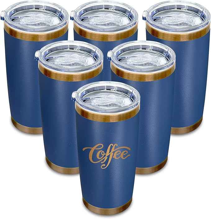 20 oz Tumblers Stainless Steel Tumbler with Lid and Straw Insulated Copper Coffee Mug for Laser Graving 21oz Powder Coated Cup(Navy,6 pack)