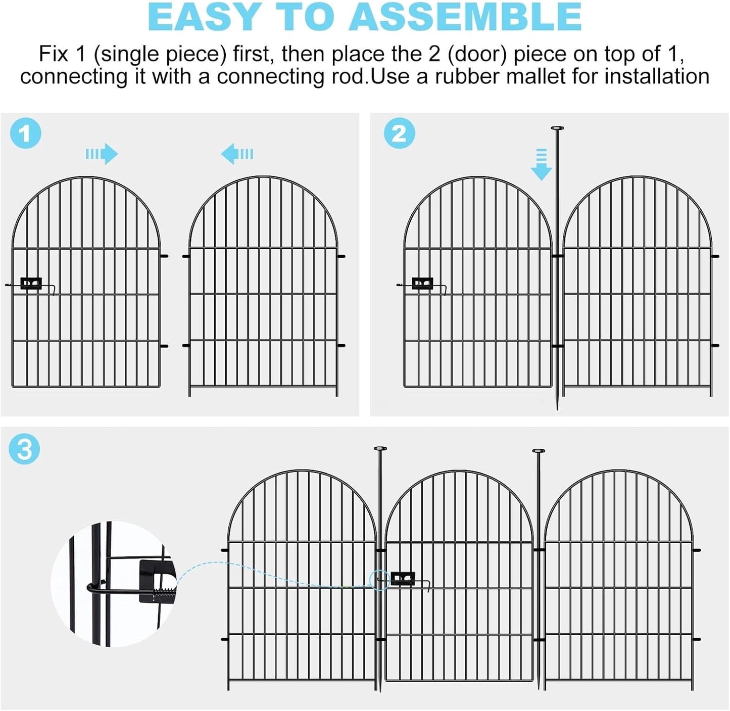 Tall Garden Fence with Gate 40 in(H)x26.2 Ft(L), 12 Panels Dog Fence Outdoor for Yard, No Dig Garden Fence Border,Heavy Duty Metal Temporary Rabbit Dog Fences Animal Barrier for Outdoor Yard
