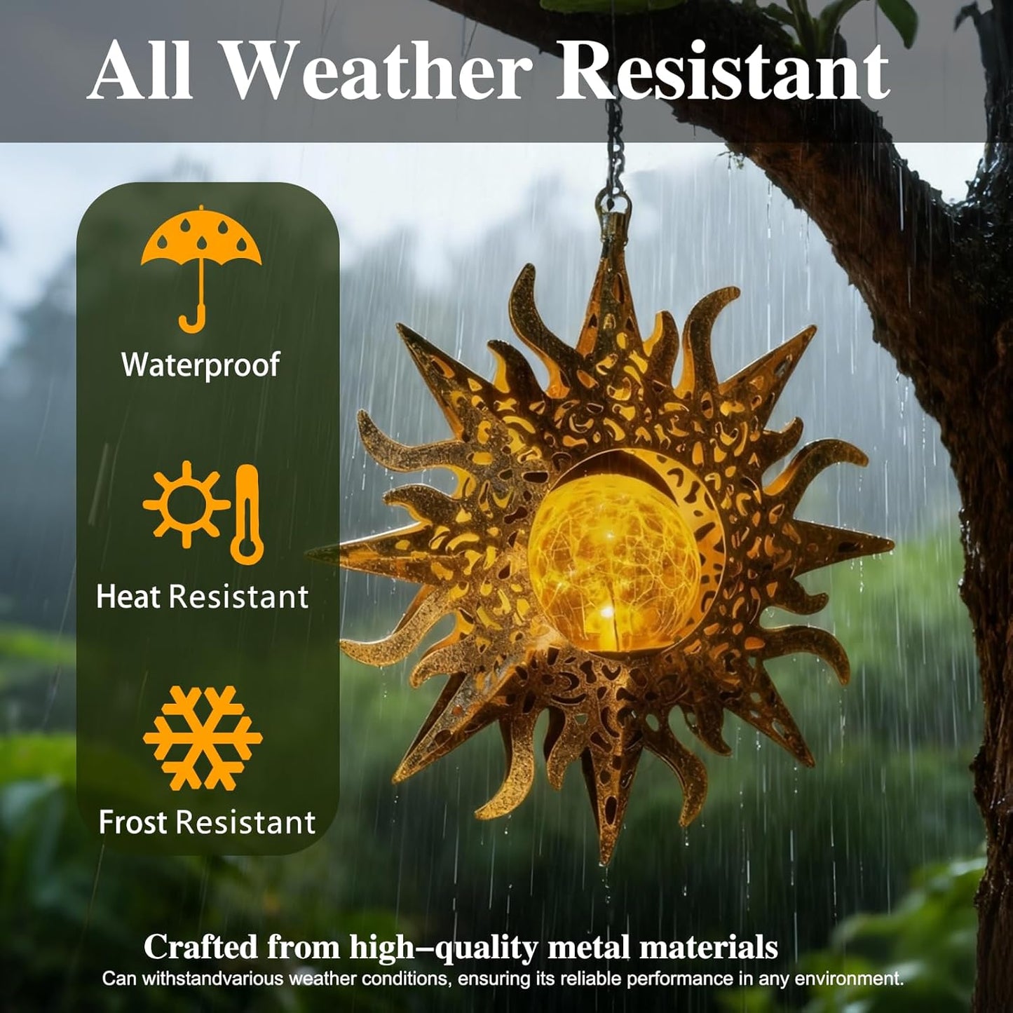 Solar Lights Outdoor Garden Decor Hanging Lanterns Decoration Metal Sunflower Gifts Waterproof for Yard Clearance Front Porch Lawn Driveway Patio Backyard Pathway Gardening Gift
