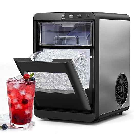 ETL Approval Nugget Ice Maker Countertop, 45Lbs/24H Pebble Ice Maker with Water Tank, Soft Chewable Pellet Ice Machine with Self-Cleaning for Kitchens/Home/Office