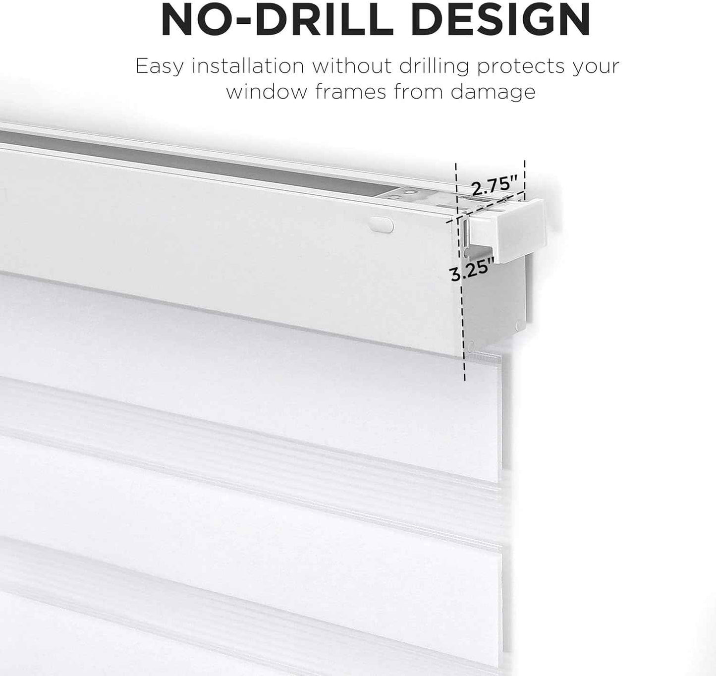 Joydeco No Drill Zebra Blinds for Windows, Cordless Day & Night Dual Sheer Roller Shades, Easy Installation, Free-Stop Light Filtering Privacy Blinds for Home(White,34" W x 75" H,2025 Version)