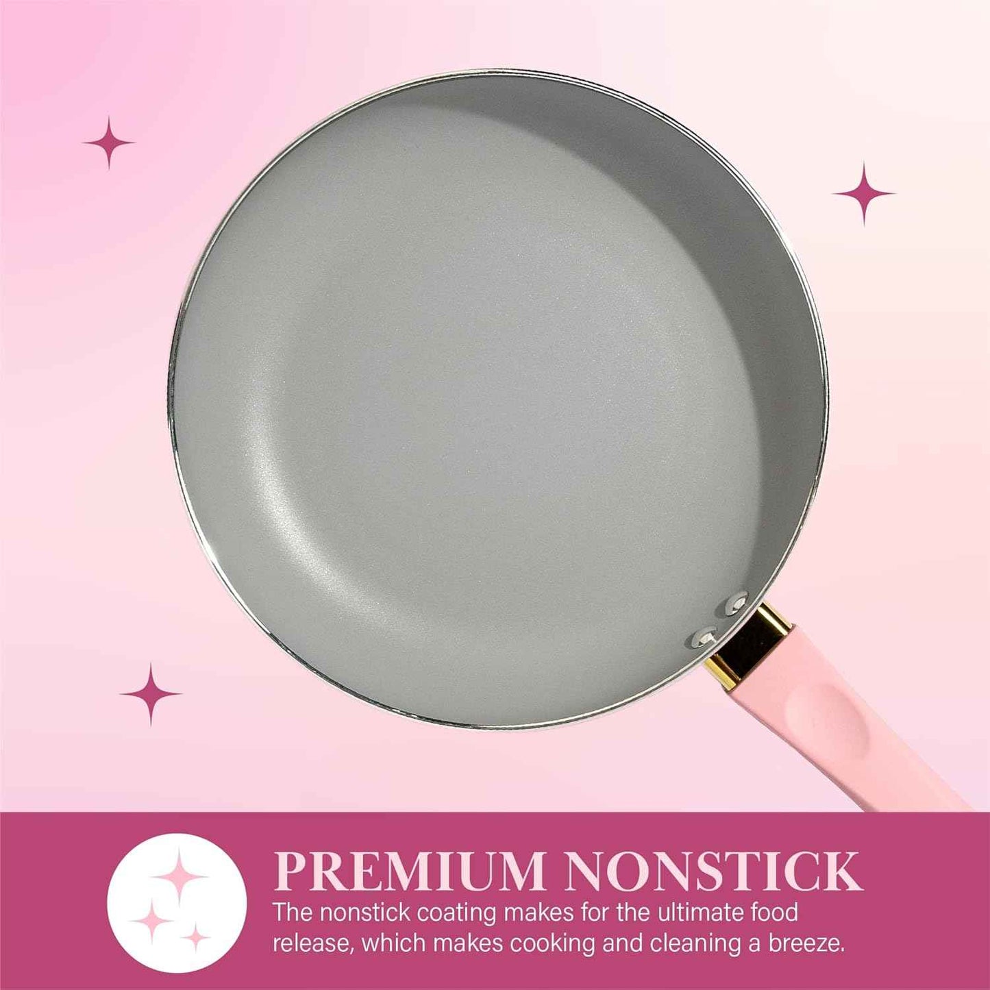 Paris Hilton Epic Nonstick Pots and Pans Set, Multi-layer Nonstick Coating, Tempered Glass Lids, Soft Touch, Stay Cool Handles, Made without PFOA, Dishwasher Safe Cookware Set, 12-Piece, Pink