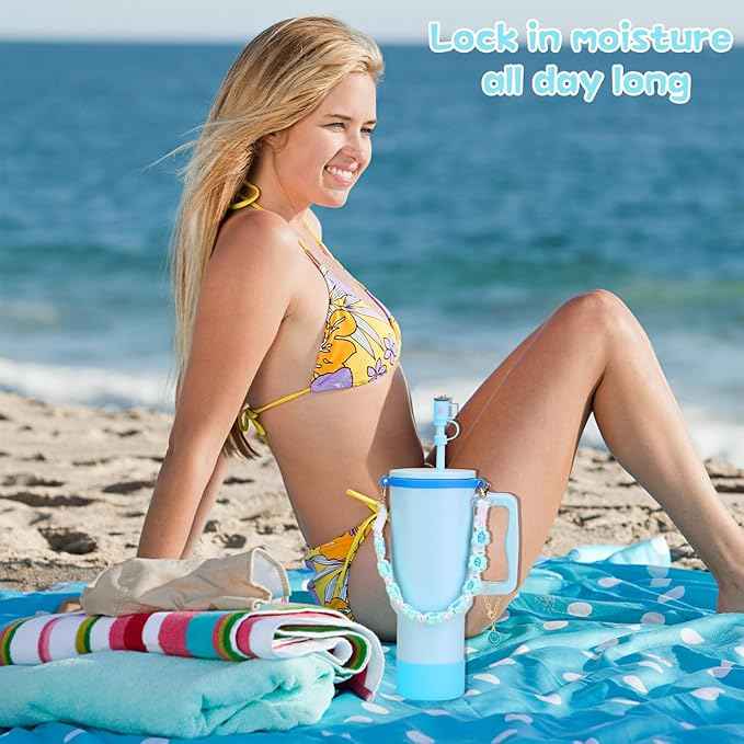 40 oz Tumbler with Handle Straw and Accessories, Drop & Abrasion Resistant, Vacuum Double-Layer Insulation, Ideal for Camping, Fitness, Outdoor Use