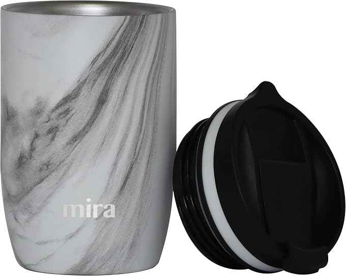 MIRA 12 oz Travel Coffee Mug - Insulated Stainless Steel Tumbler with Screw Lid - French Granite