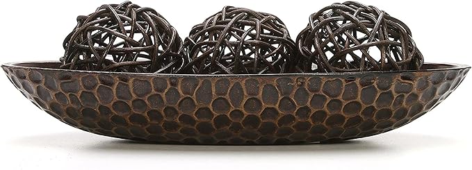 Hosley Honeycomb Wood Decor Bowl 14.3-Inch-Long Rustic Decorative Centerpiece for Dry Potpourri & Orbs, Elegant Home & Office Decor, Ideal Gift for Weddings, Spas & Reiki