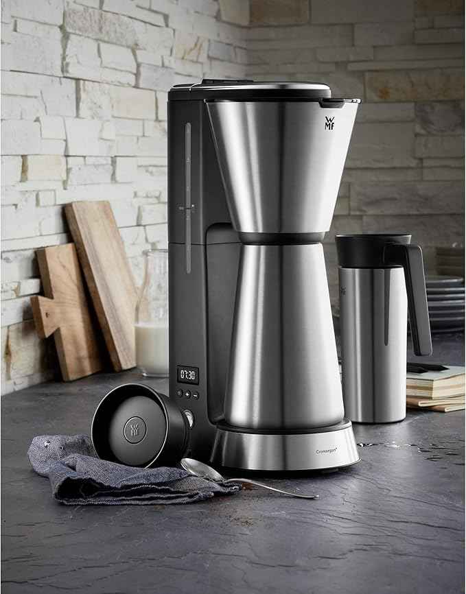 WMF KITCHENminis 0412260011 Aroma Filter Coffee Maker, Thermo-To-Go, Compact, Insulated Jug and Takeaway Mug, Cromargan High Quality, 760 W, Up to 5 Cups