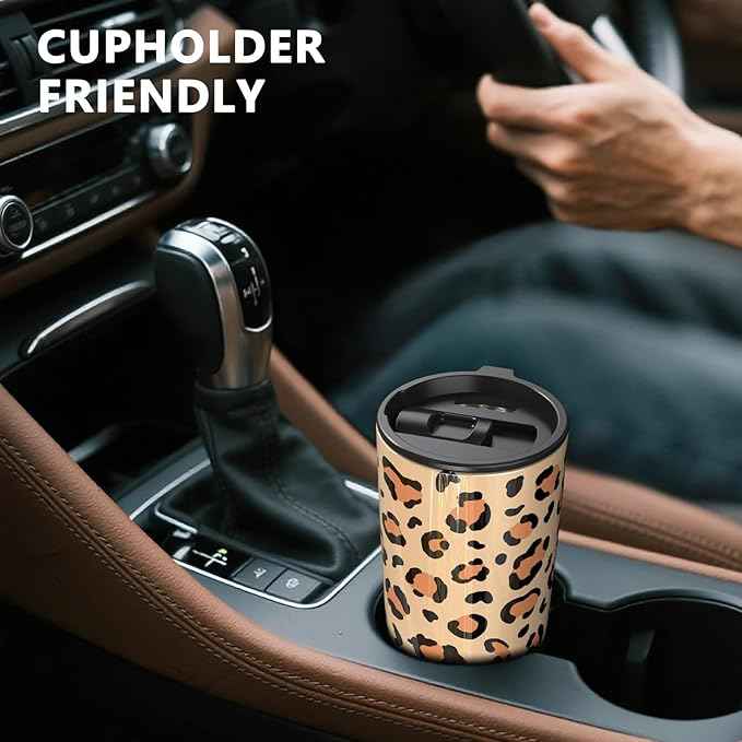 TILUCK 20 oz Insulated Tumbler with BPA-Free Lid, Stainless Steel Vacuum Travel Coffee Mug, Double Wall Coffee Tumbler（20oz，Leopard）