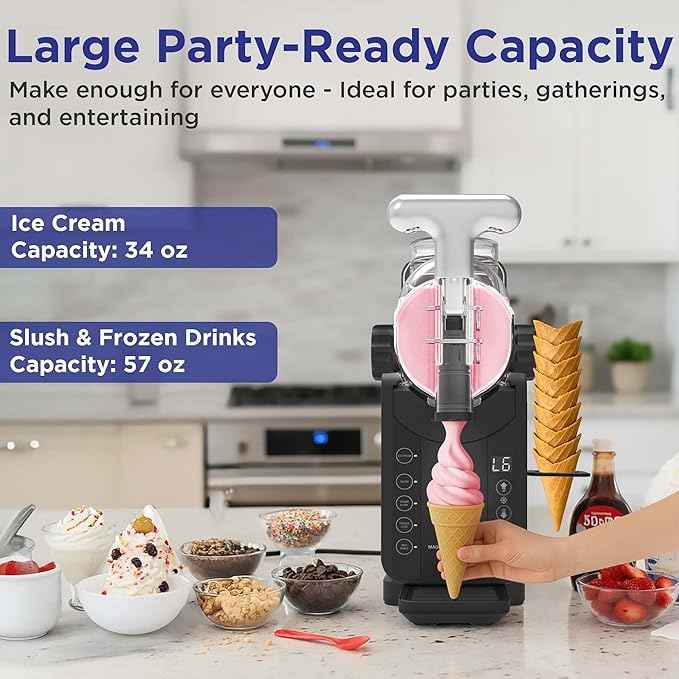 Magnavox Home, Ice Cream & Frozen Slush Drink Maker, Onyx (34OZ IceCream or 57OZ Slush at a Time)
