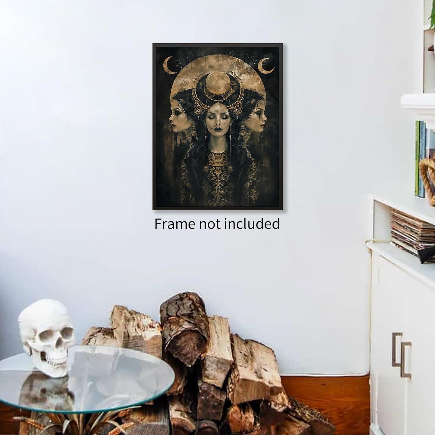 MWZUPQ Goth Dark Horror Witch Poster Vintage Hecate Moon Goddess Wall Art Victorian Mystical Art Canvas Print for Spooky Room Home Wall Decor 12X16 inch Unframed