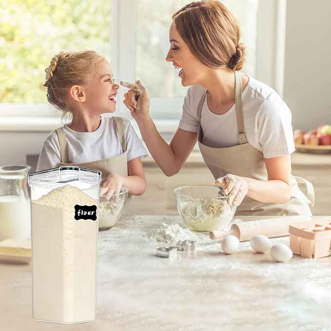 2.8L Airtight Food Storage Containers Set - Cereal Storage Containers for Kitchen Storage & Organisation with Lids & BPA Free Pantry Storage Containers Organiser（4 Pack）