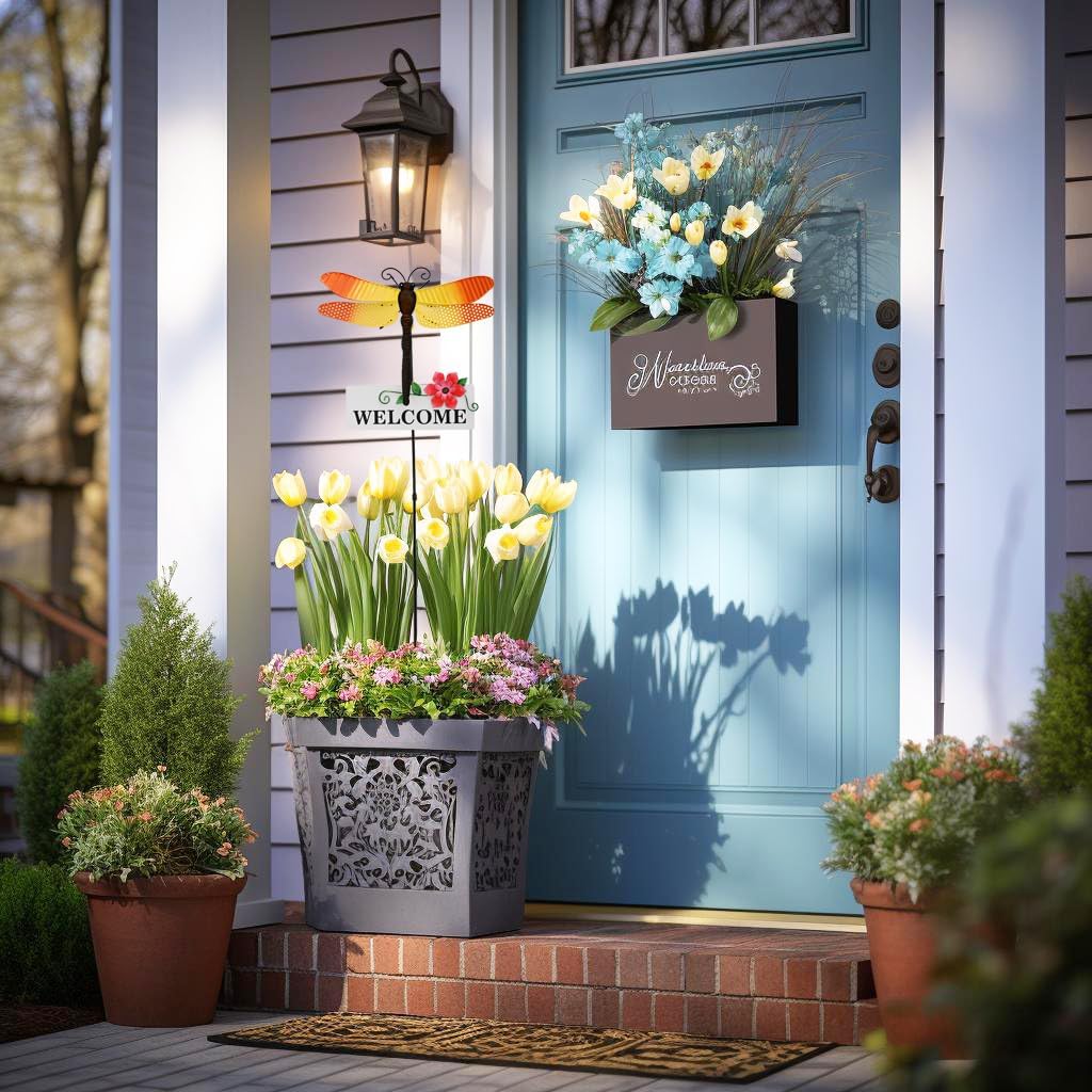 Veclotch Metal Butterfly Garden Stake,Rustic Butterfly Decorative Yard Stakes Metal Yard Art Ornaments Welcome Sign Outdoor Spring Garden Decor Patio Lawn Porch Pathway Decor (Dragonfly)