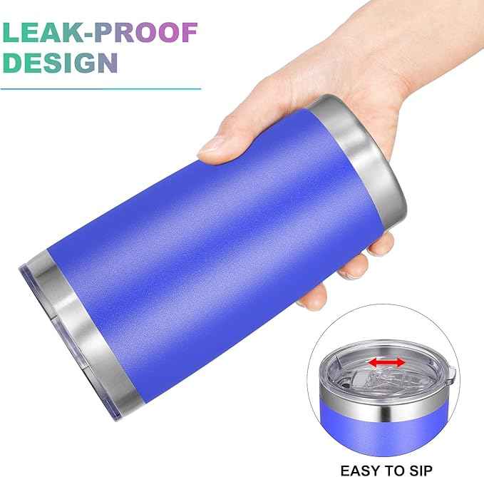 VEGOND 20oz Tumbler with Lid and Straw Stainless Steel Tumbler Cup Vacuum Insulated Double Wall Travel Coffee Mug Powder Coated Coffee Cup, Blue, 1 Pack