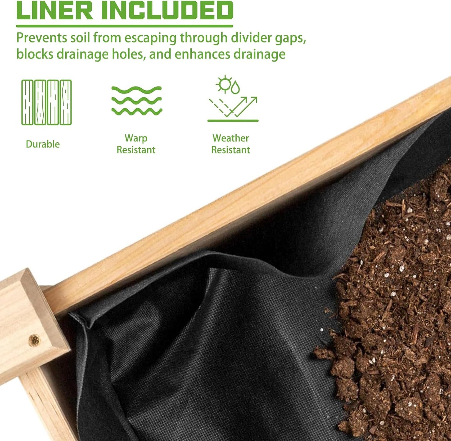 48x24x31IN Elevated Wooden Raised Garden Bed with Legs, Reinforced Large Planter Box for Vegetable Flower Herb Outdoor, Standing Growing Bed forGardening/Backyard/Patio/Balcony, Liner Included