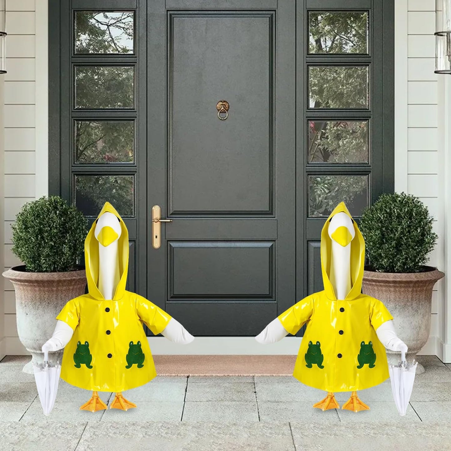 Raincoat Porch Goose Outfits for 23'' Statue, Summer Spring Lawn Cement Goose Cloths Raincoat Umbrella Costume for Outdoor Garden Yard Patio Statue Art Decor