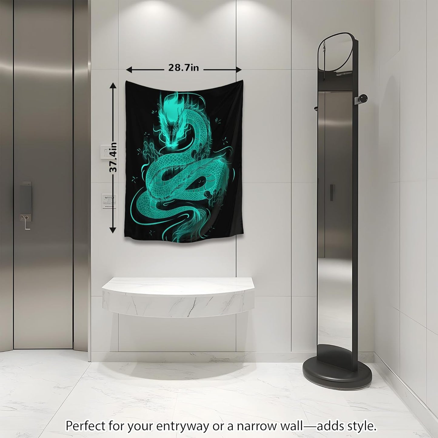 QGHOT Blacklight Dragon Tapestry Wall Hanging Cool Japanese Black Light Glow in the Dark Dragon Backdrop Uv Viking Tapestry for Boys Bedroom Mens Room Wall Deocr 37"x29"