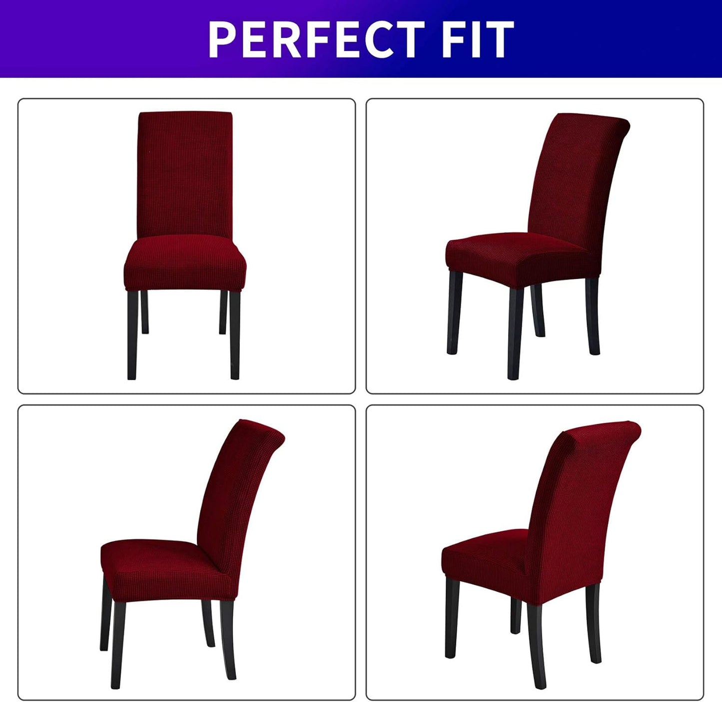 Howhic Stretch Chair Covers for Dining Room Set of 4, Removable Washable Dining Room Chair Covers, Dining Chair Slipcovers Seat Protector, Great Home Decor and Banquet Upholstery (Red Dahlia, 4 Pack)