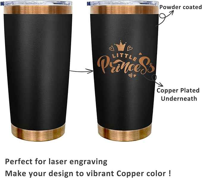 20 oz Tumblers Stainless Steel Tumbler with Lid and Straw Insulated Coffee Mug for Laser Graving 20oz Powder Coated Cup(Black,1 pack)