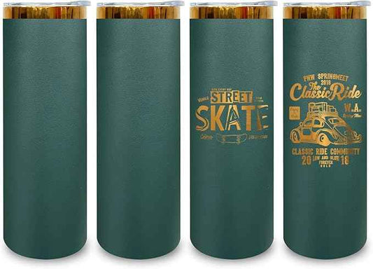 20 oz Skinny Tumblers Stainless Steel Tumbler with Lid and Straw Double Wall Vacuum Insulated Coffee Mug 20oz Powder Coated Cup for Hot and Cold Drinks(Green,4 pack)