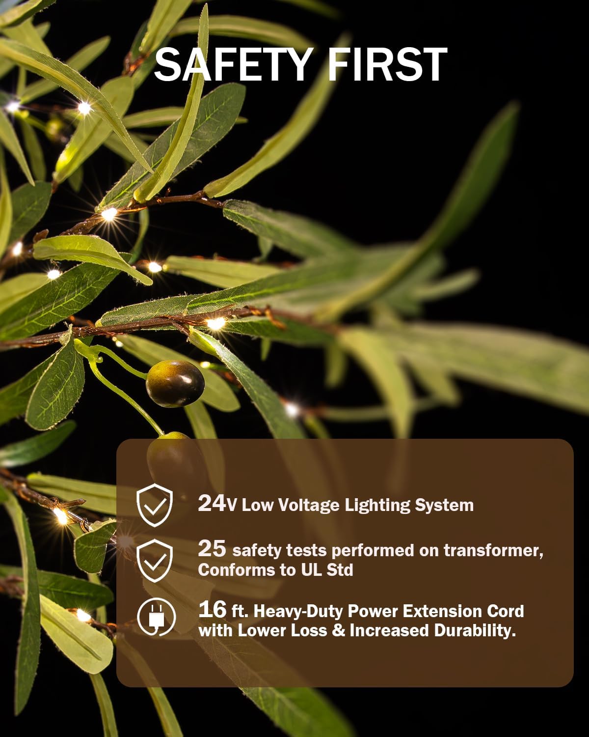 TYBEEU 6ft Lighted Olive Tree with 300 Warm White LED Lights, Dimmable, Ideal for Indoor & Outdoor Holiday Decor, Home, Garden, Wedding & Party