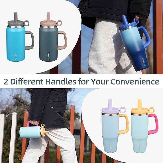 BJPKPK 32oz Stainless Steel Insulated Tumbler with Handle and Straw Travel Coffee Mug Thermal Cups with Lid,Barbie Pink