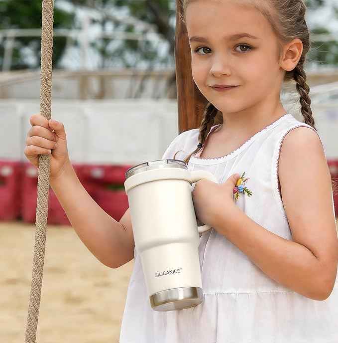 For Iced Coffee & Smoothies – Never Drink from a Moldy Lid Again: 24oz Hygienic Tumbler, 100% Leakproof Lid & Removable Foldable Spout. Reinforced Base, Fits Cup Holders-Cream