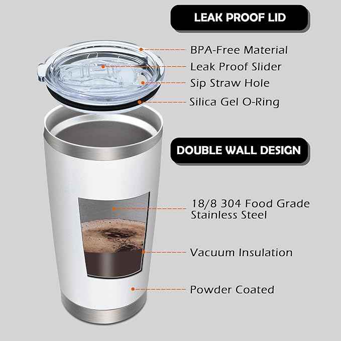 AIANJI 20oz Tumbler Bulk Stainless Steel Tumblers with Lid Vacuum Insulated Double Wall Travel Coffee Mug Powder Coated Tumbler Cup for Hot and Cold Drinks(White, 12 pack)