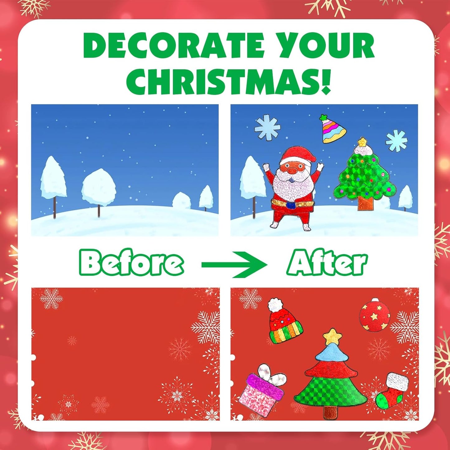 Foil Crafts for Kids, Christmas Crafts for Kids, Christmas Games Cards Craft Kit with Envelopes, DIY Creative Activity Gifts, Arts and Crafts Set for Boys and Girls Ages 4 5 6 7 8 9 10 Toys Gifts