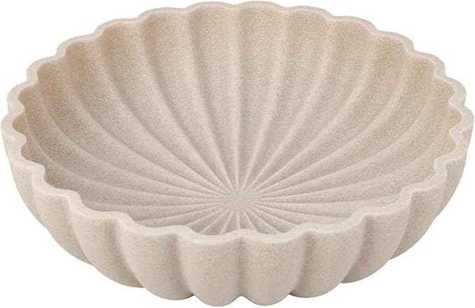 L'ARL GMVOI Large Decorative Bowl - Modern Handicraft Bowls for Home Decor - Fruit Bowl for Kitchen Counter - Key Bowl for Entryway Table - Ruffle Centerpiece Bowl Decor,Artificial Stone Beige