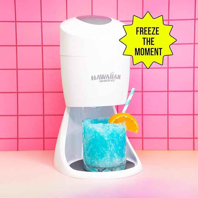 Hawaiian Shaved Ice Machine Kit - 3 Flavors, 25 Cups, Straws, Pourers, Ice Molds