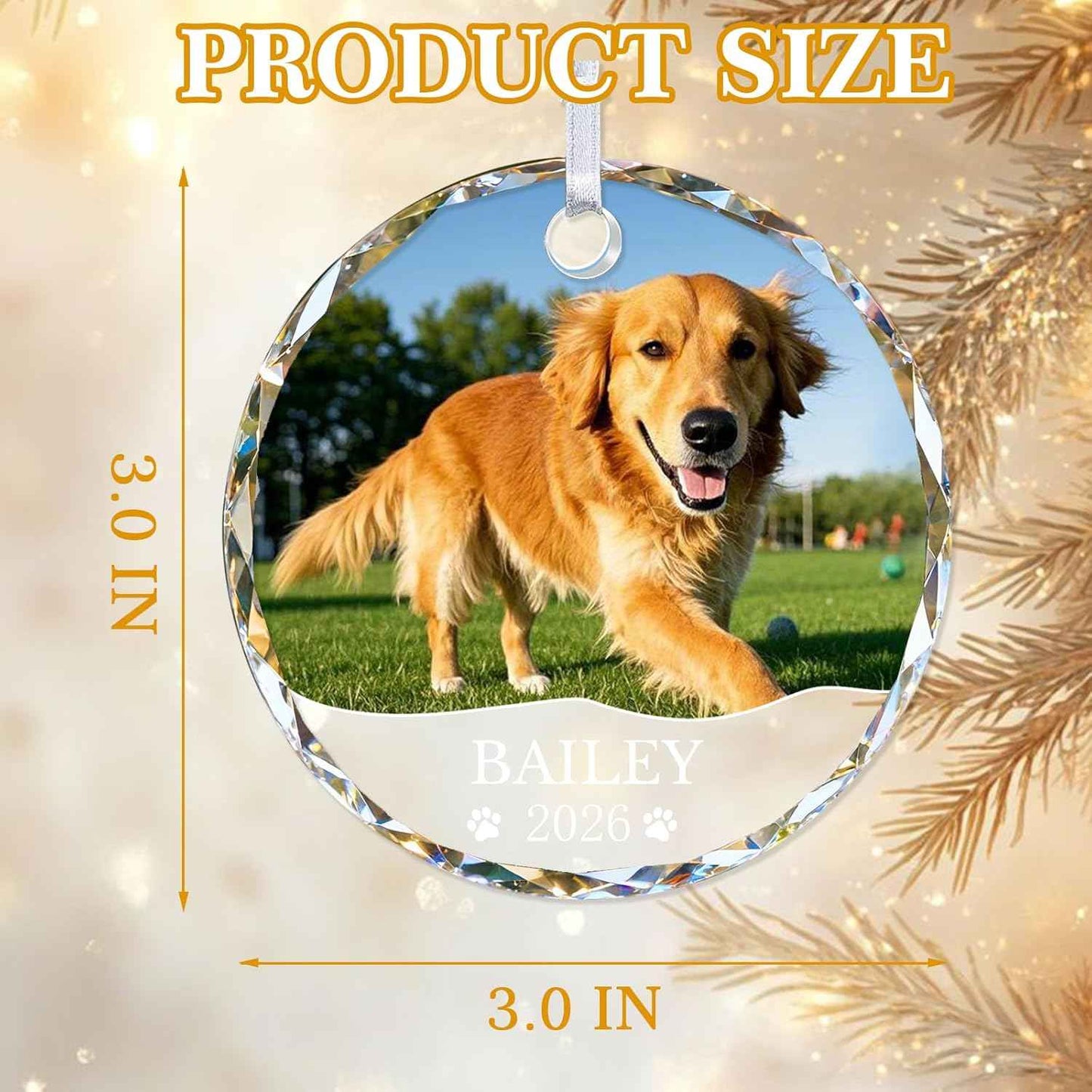 Personalized Dog Cat Ornament with Photo Text - Dog Ornaments 2026 Custom Crystal Pet Ornaments for Christmas Tree Personalized Gifts for Pet Lovers
