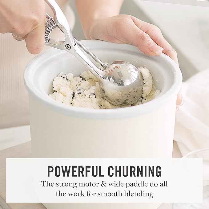 Martha Stewart Ice Cream Maker, 2 Quart Double-Insulated Freezer Bowl, Sorbet & Frozen Yogurt, Ready in 20 Minutes, Mix-Ins Chute, Easy to Clean, Linen White