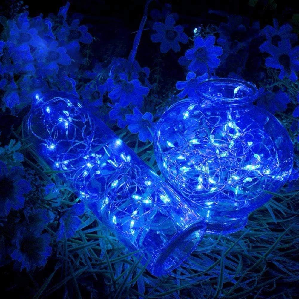 Twinkle Star 2 Pack Christmas Blue Fairy Lights Battery Operated, Total 66 ft 200 Led String Lights Remote Control Timer Twinkle String Lights 8 Modes Firefly Lights for Garden Party Indoor Decor