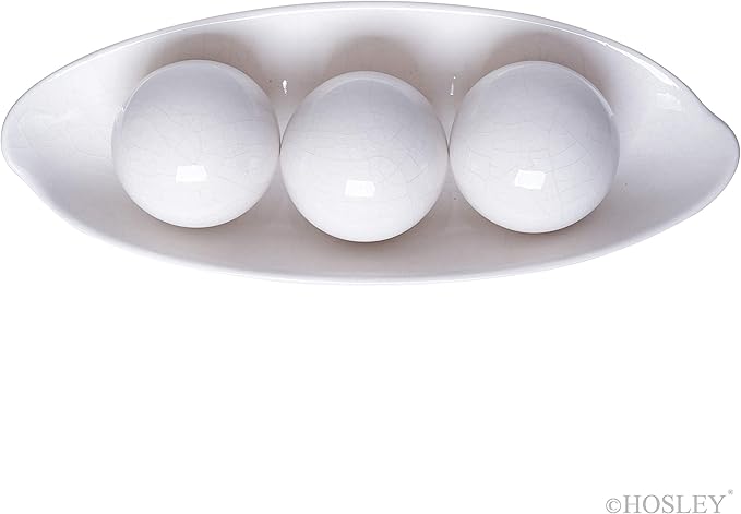 Hosley Decorative Bowl and Orb Set. Ideal GIFT for Weddings Special Occasions and for Decorative Centerpiece in Your Living Dining Room O3 (Crackle Ivory)