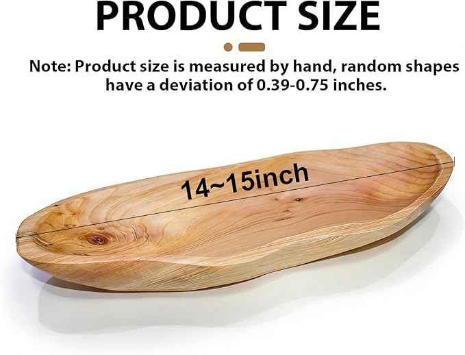 BTEOBFY 15-Inch Wavy Wooden Fruit Bowl - Handcrafted Solid Wood Decorative Basket for Kitchen Countertop - Large Rustic Dough Bowl Centerpiece, Natural Driftwood Decor for Bread & Snacks