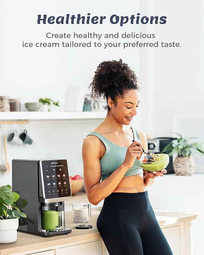 Alcarin Electric Ice Cream Maker Machine for Homemade, Frozen Treat, Gelato, Yorgurt, Sorbet, Mix-in & More, 10 One-Touch Programs with 3 Pints, Keto, Vegan, Dairy-Free Options(Not Freezer)