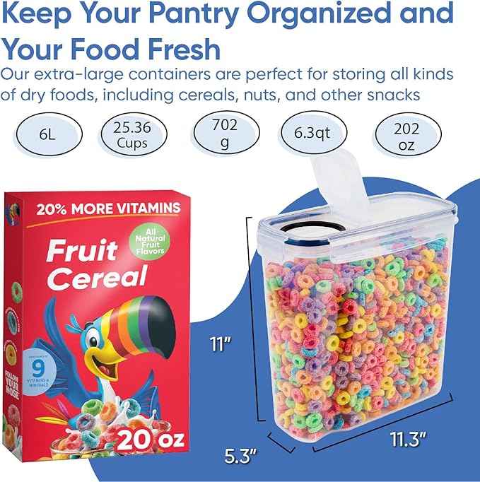 Chef's Path Airtight Food Storage Containers - Set of 2 (6 Liters) for Kitchen & Pantry - BPA Free for Rice, Cereal, Flour, Sugar - Bulk Food Storage - Big Cereal Container - Cereal Container Storage